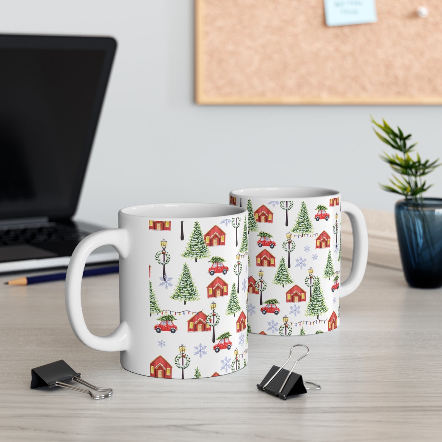 Christmas Pattern Ceramic Design White Mug