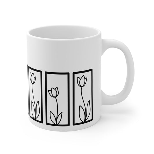Botanical Floral Pattern Ceramic Coffee Mug