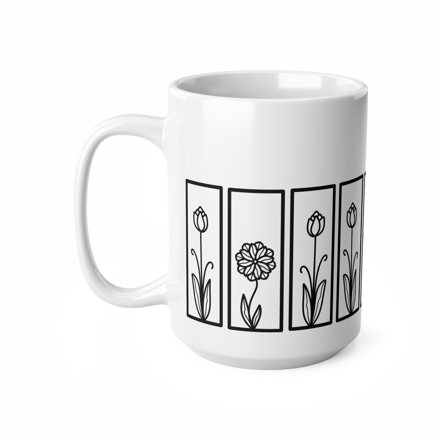 Tulip Botanical Floral Ceramic Coffee White Mug