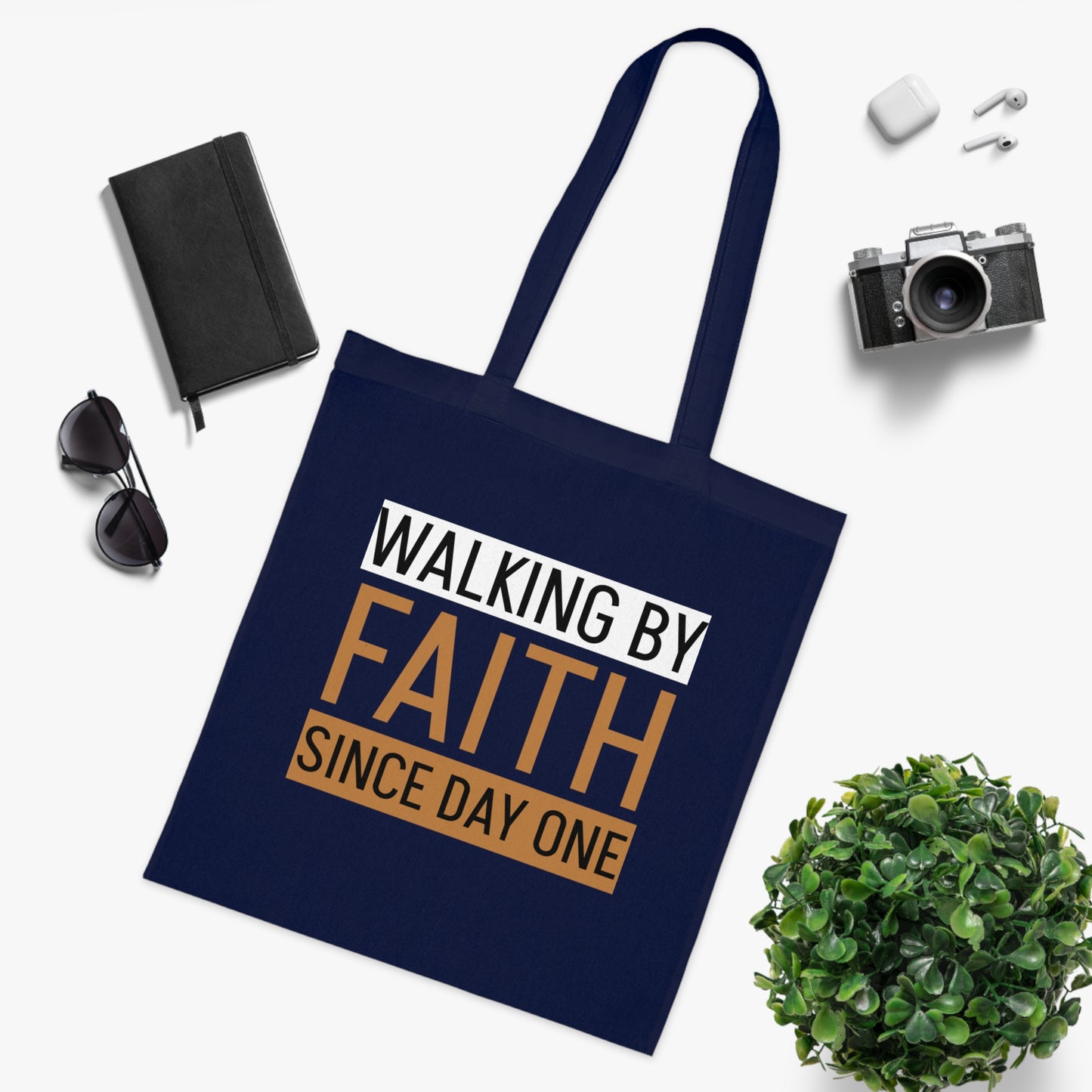 Faith Inspirational Cotton Tote Bag | Motivational Carryall, Everyday Use, Gift for Believers, Scripture Tote, Eco-Friendly Shopping Bag