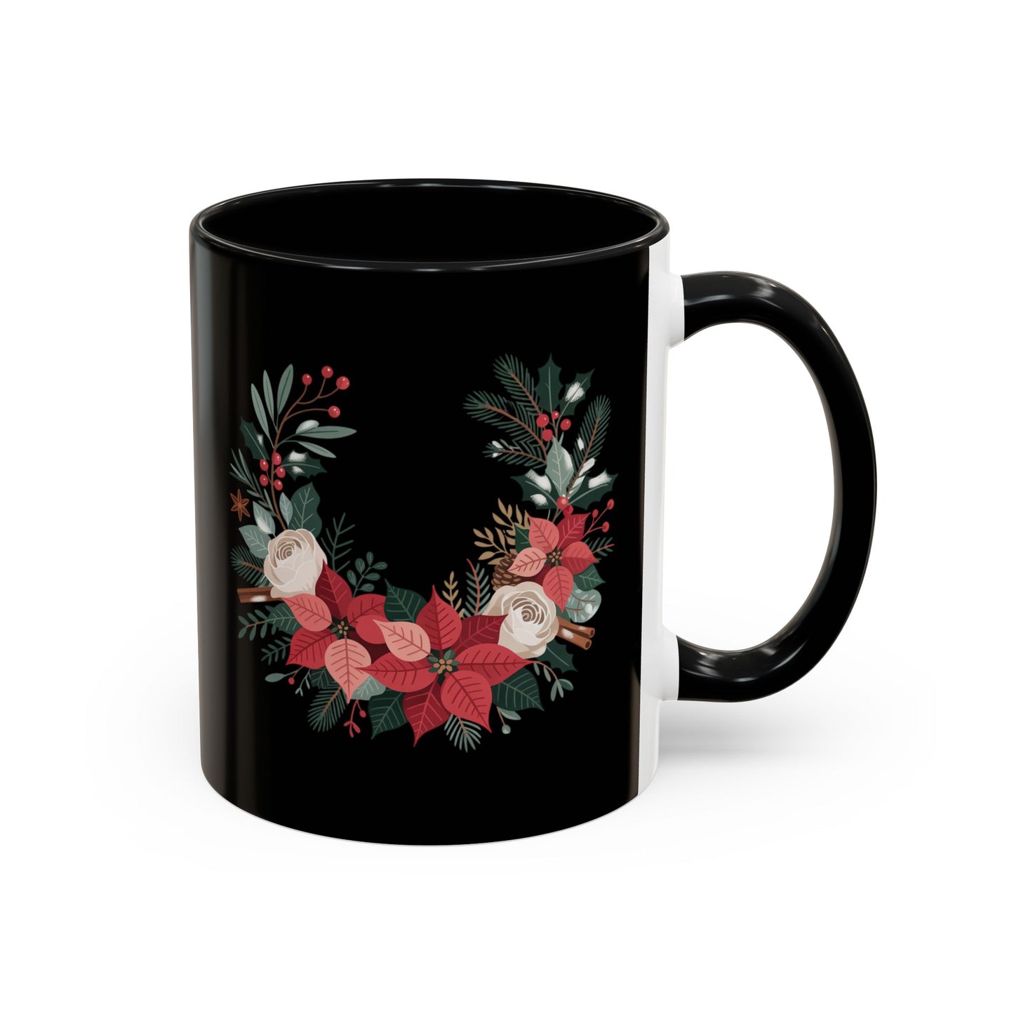 Christmas Floral Mug 11oz Black