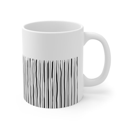 Black Stripped White Coffee Mug