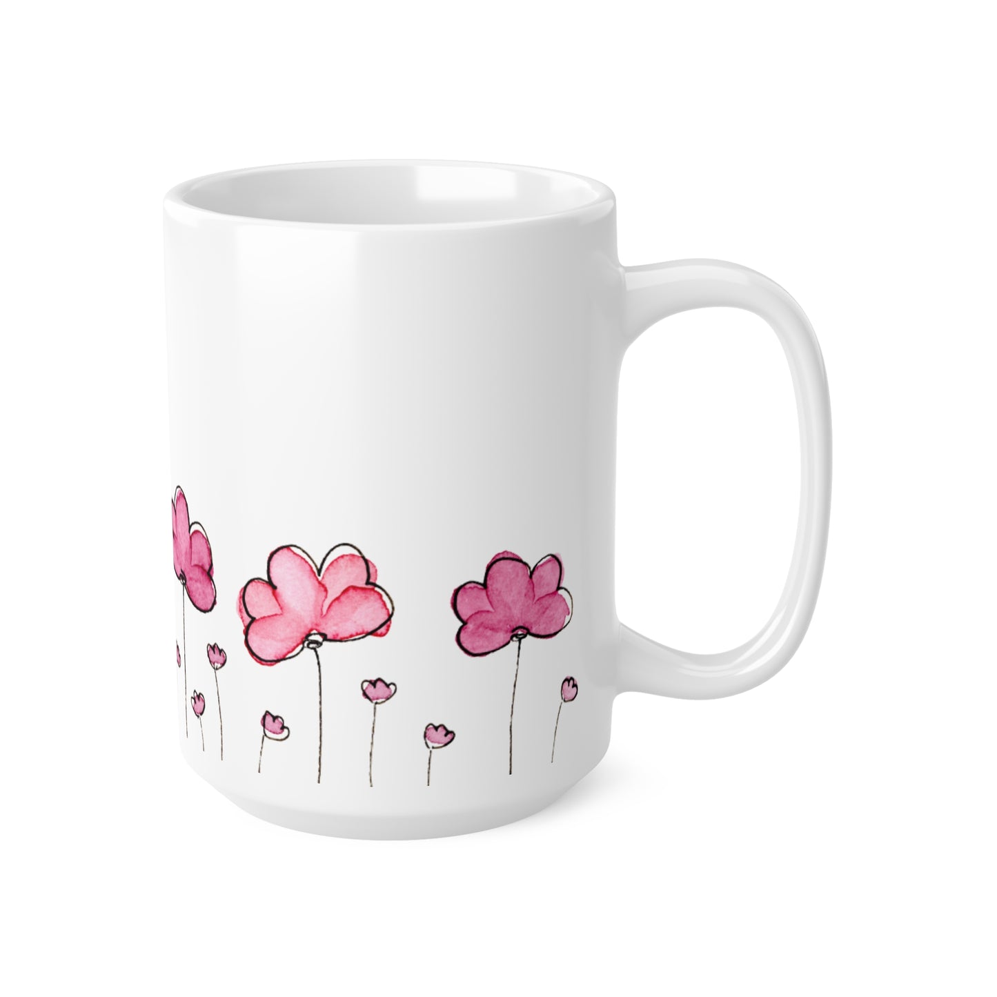 Pink Flower, White Coffee Mug