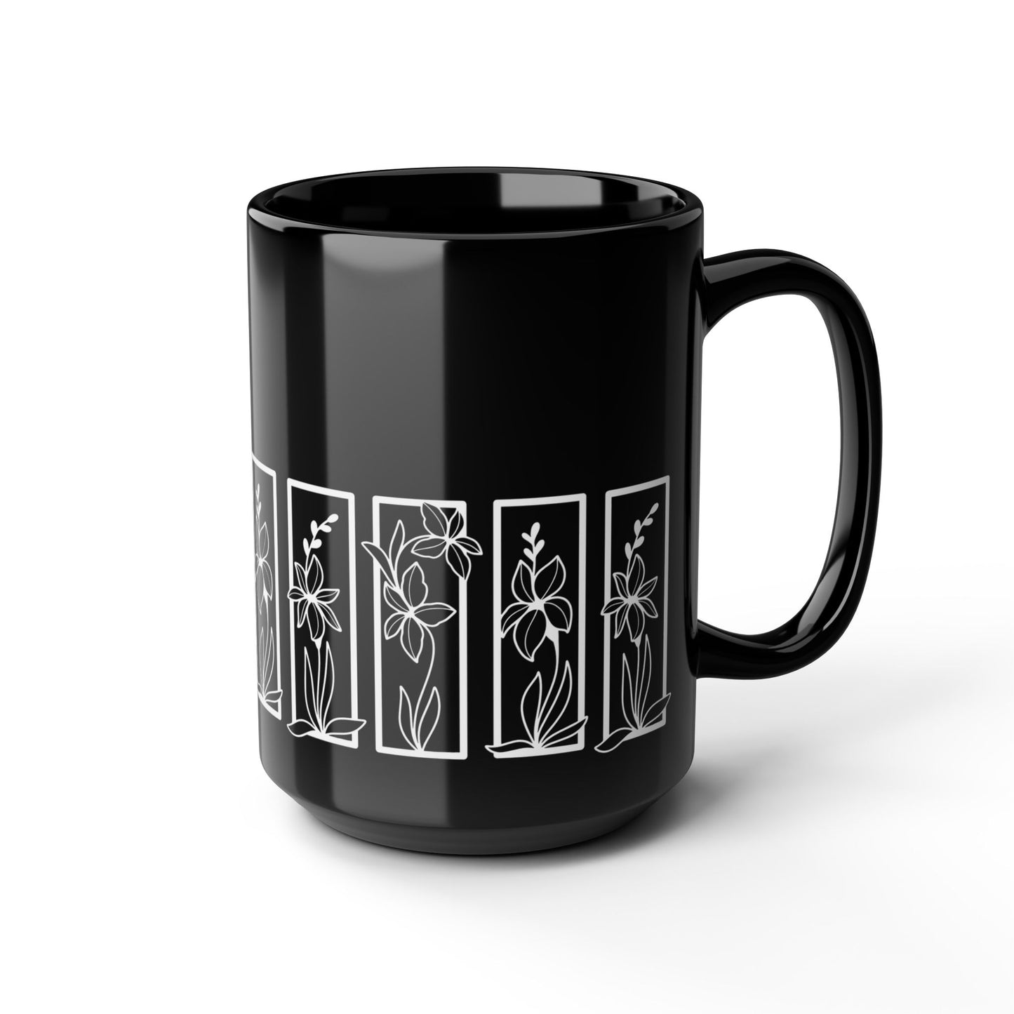 Botanical Floral Ceramic Black Coffee Mug