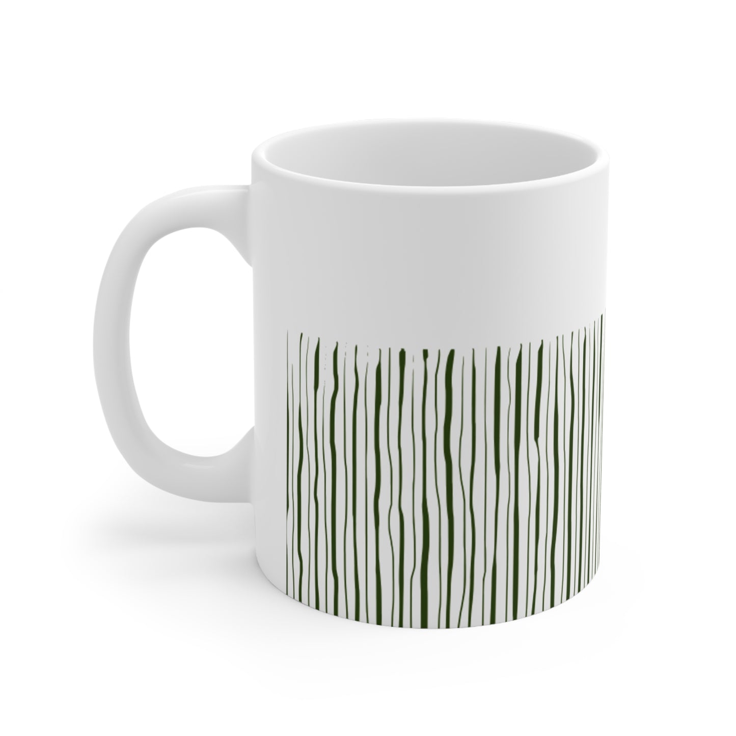 Green Stripped White Coffee Mug