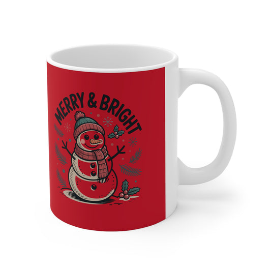 Merry and Bright Christmas Mug - 11oz 15oz Red