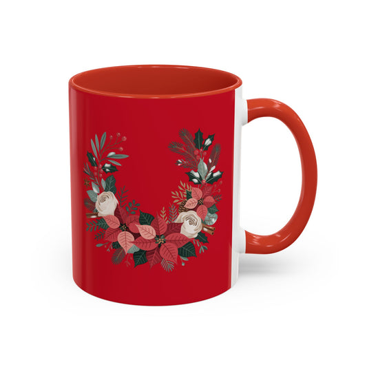 Christmas Floral Mug 11oz Red