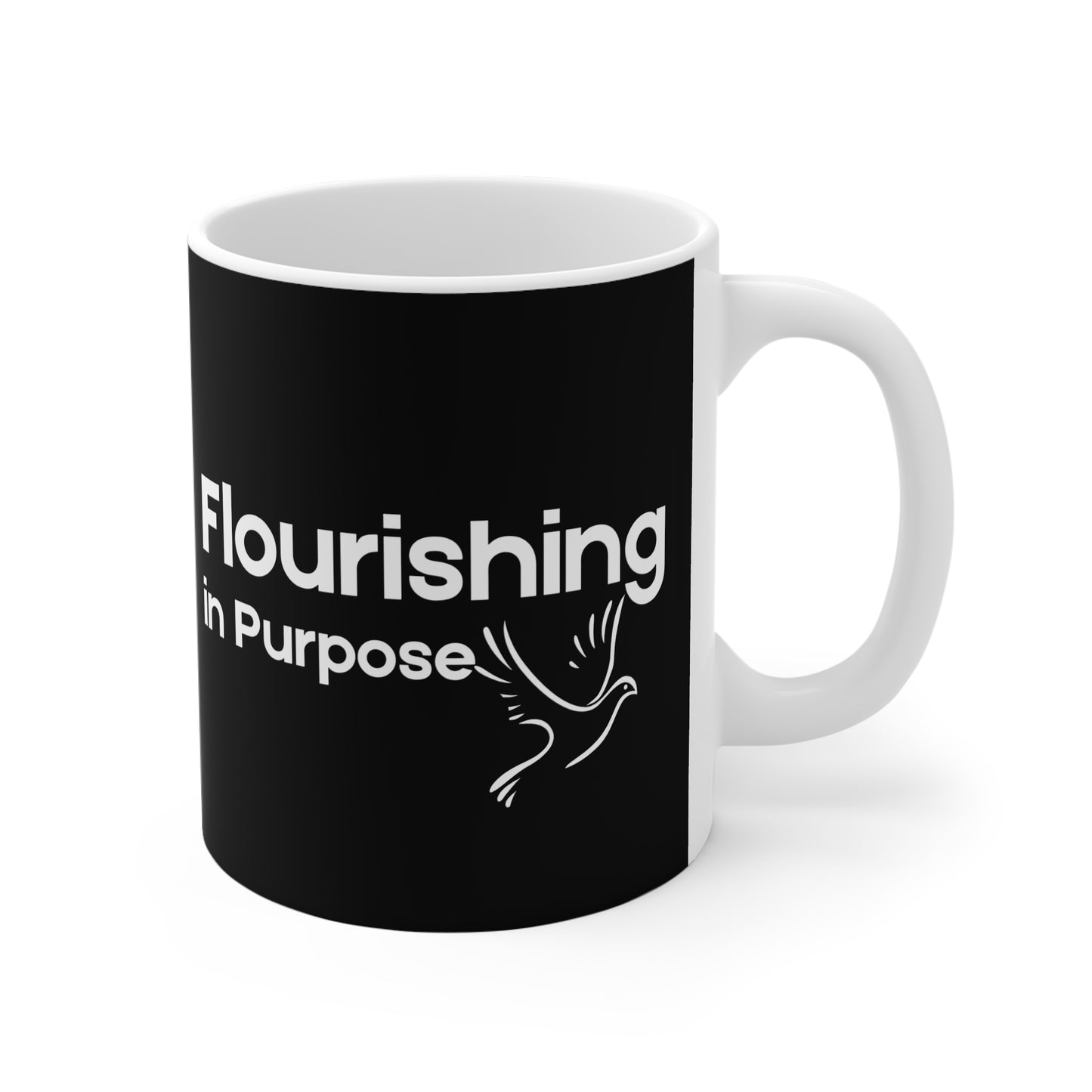 Flourishing In Purpose - Christian Coffee Mug, Black