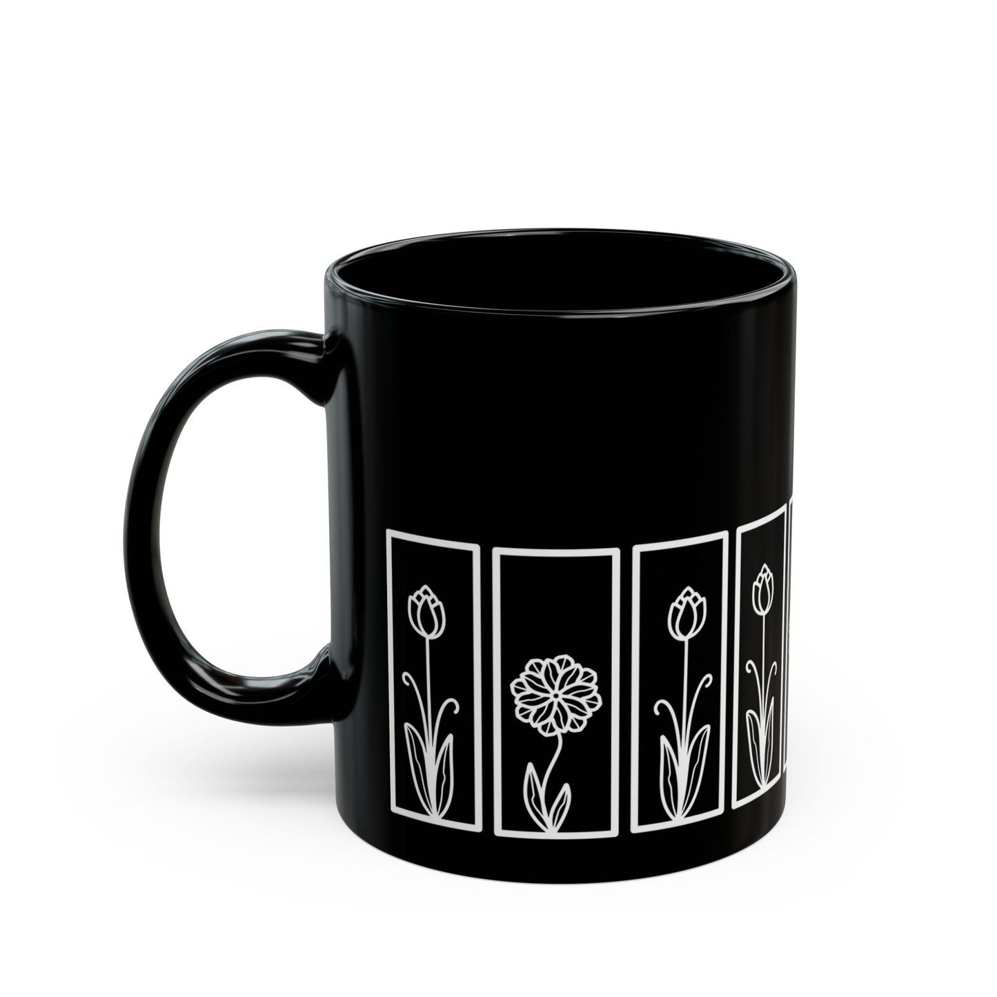 Tulip Botanical Floral Ceramic Black Coffee Mug
