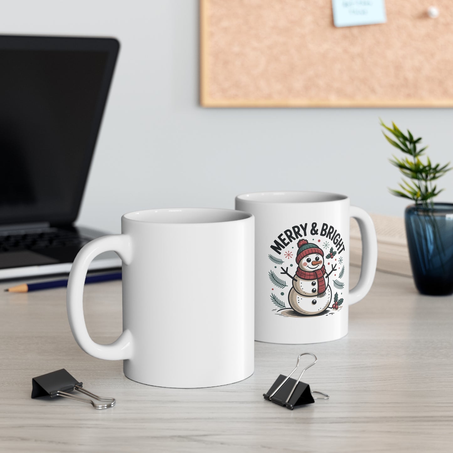 Merry and Bright Christmas Mug - 11oz 15oz White