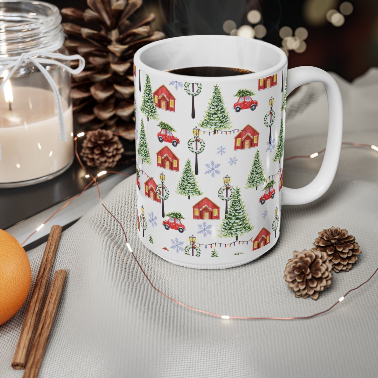 Christmas Pattern Ceramic Design White Mug