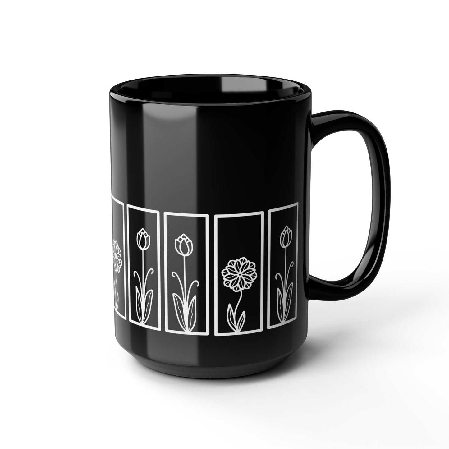 Tulip Botanical Floral Ceramic Black Coffee Mug