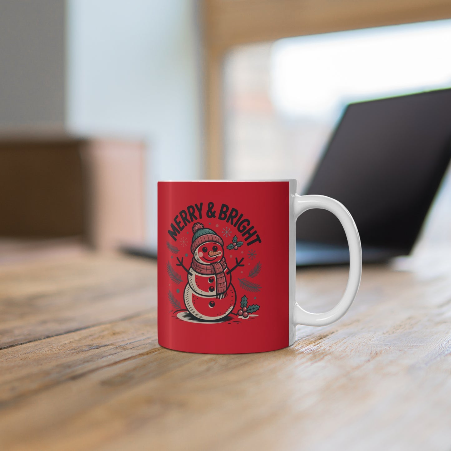 Merry and Bright Christmas Mug - 11oz 15oz Red