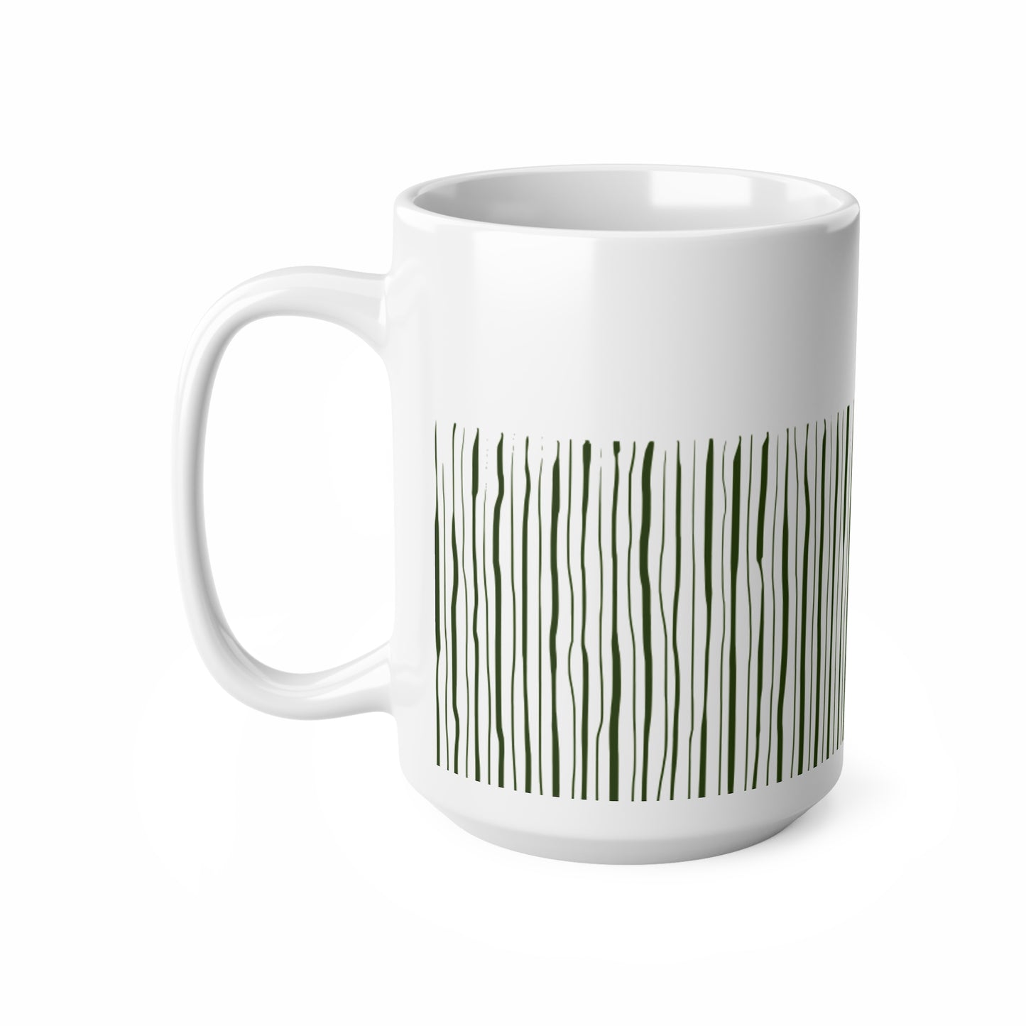 Green Stripped White Coffee Mug