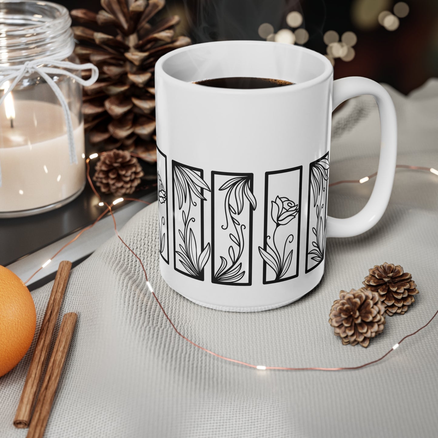 Roses Botanical Floral Ceramic Coffee Mug