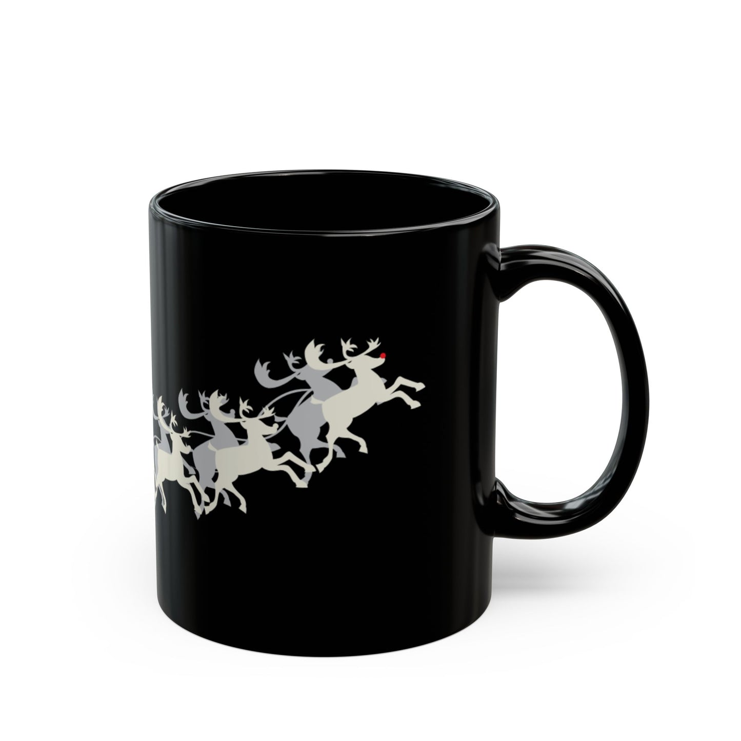 Santa Sleigh Black Coffee Mug