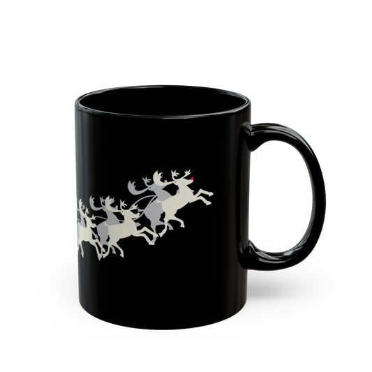 Santa Sleigh Black Coffee Mug