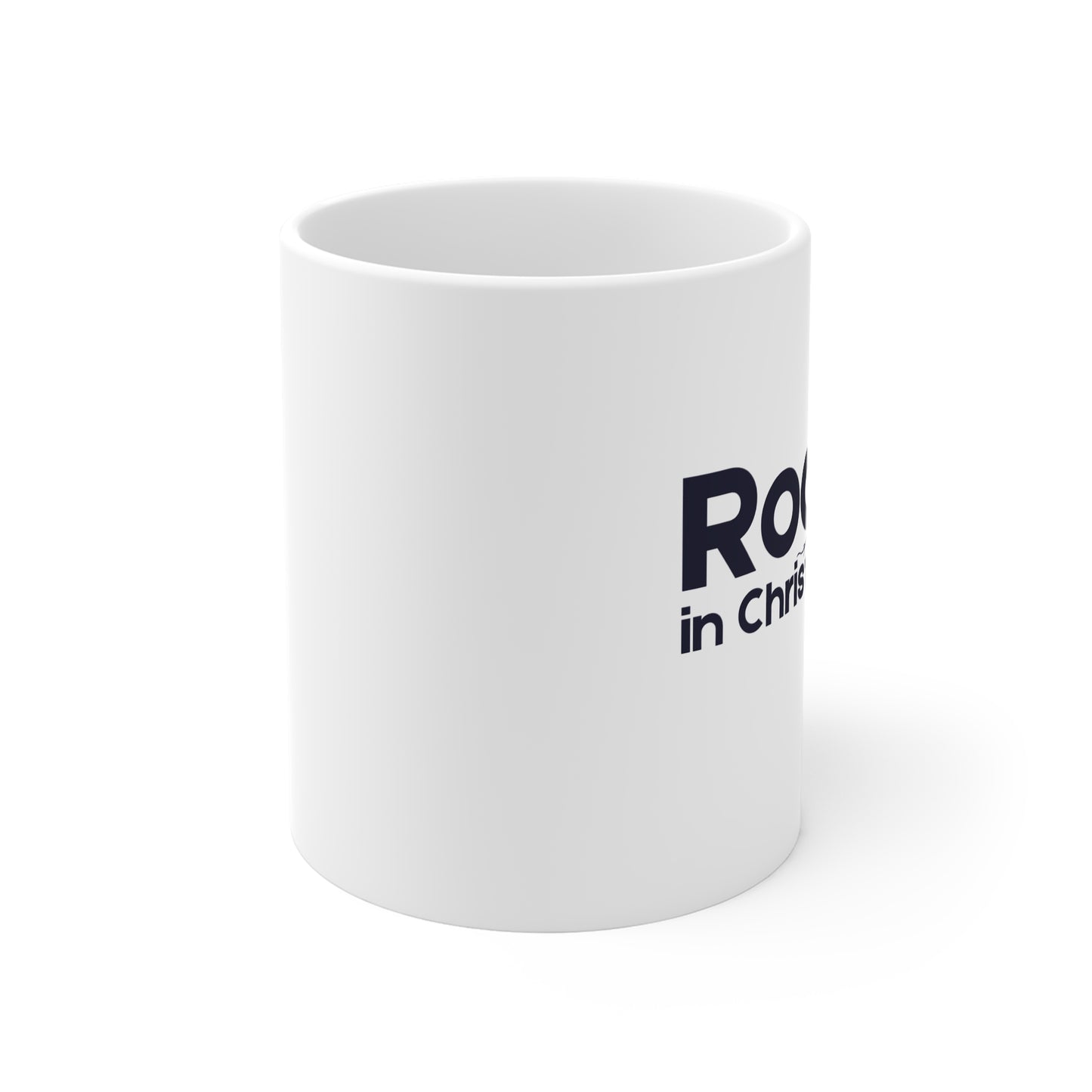 Rooted in Christ - Christian Coffee Mug, White