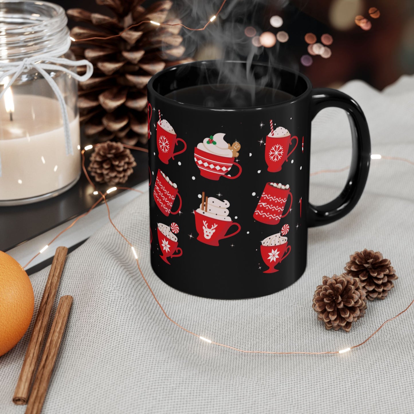 Christmas drink Black Coffee Mug