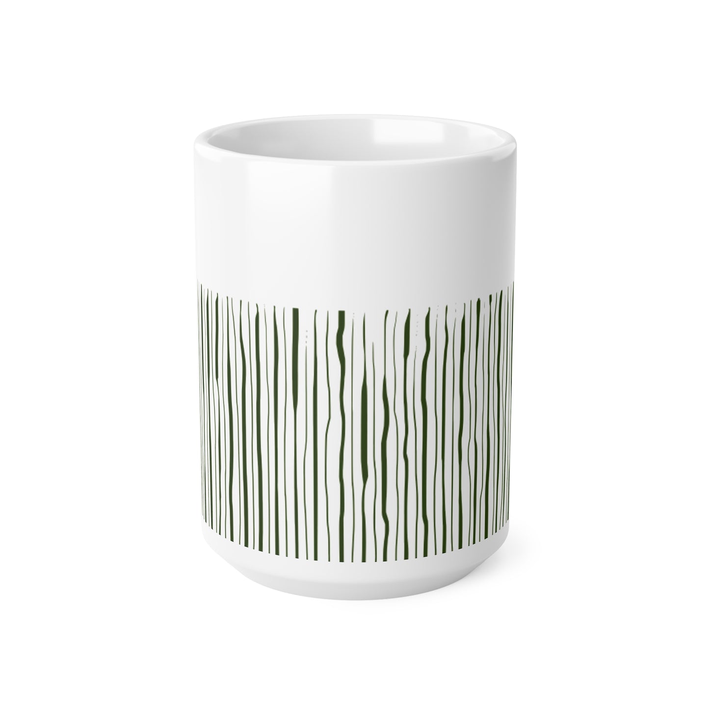 Green Stripped White Coffee Mug
