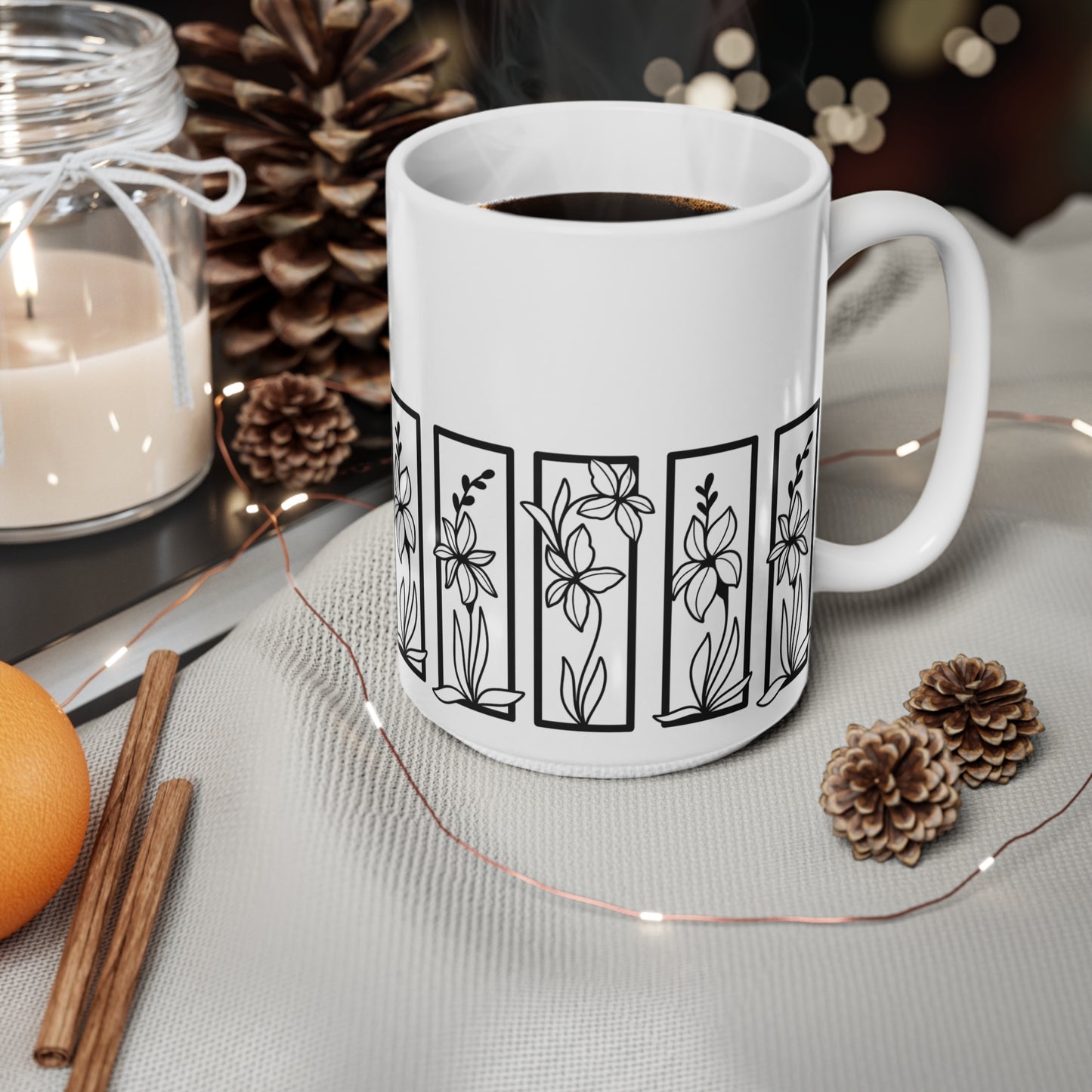 Botanical Floral Ceramic Coffee Mug
