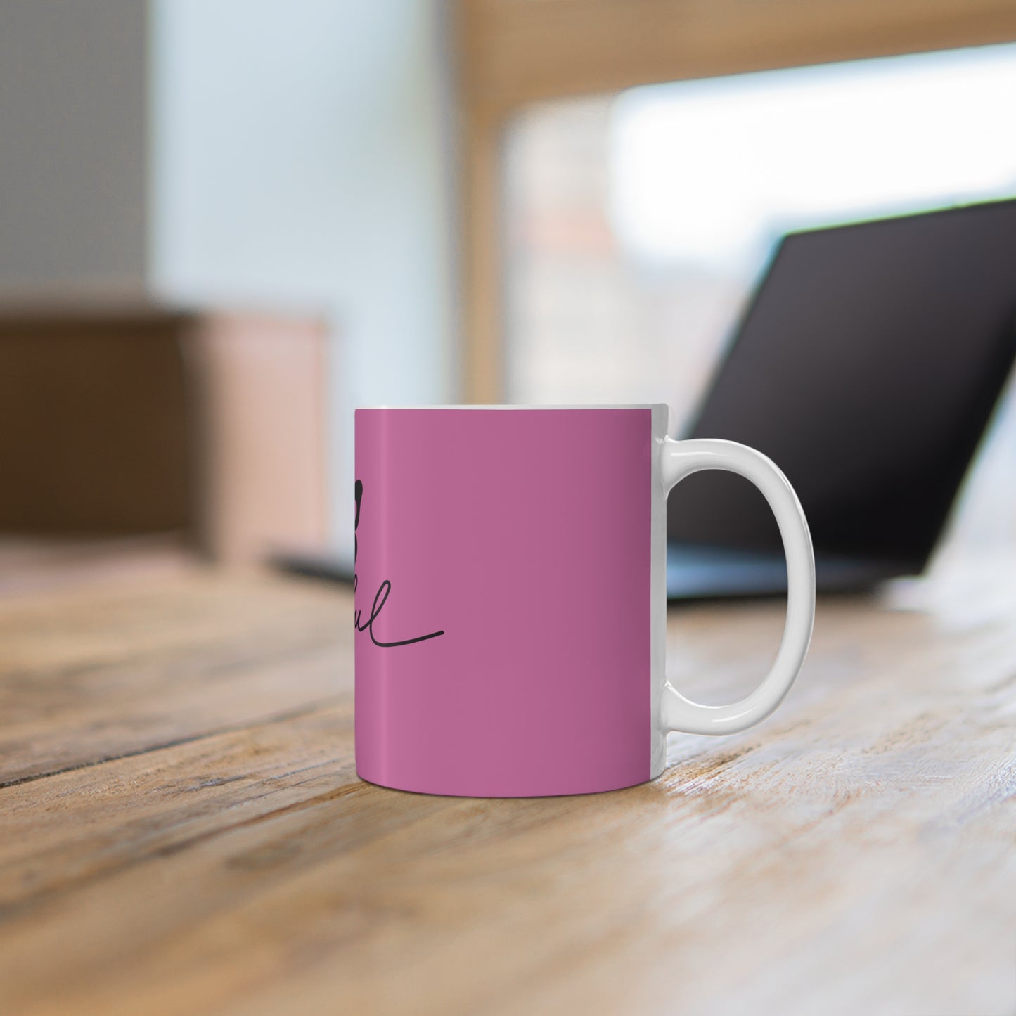 Joyful Ceramic Coffee Cups - 11oz & 15oz, Mug - Pink