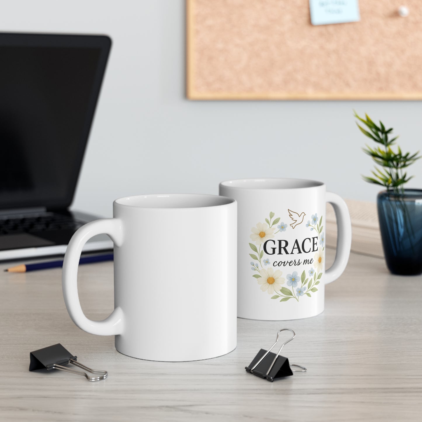 Grace in Full Bloom - Christian Coffee Mug, White