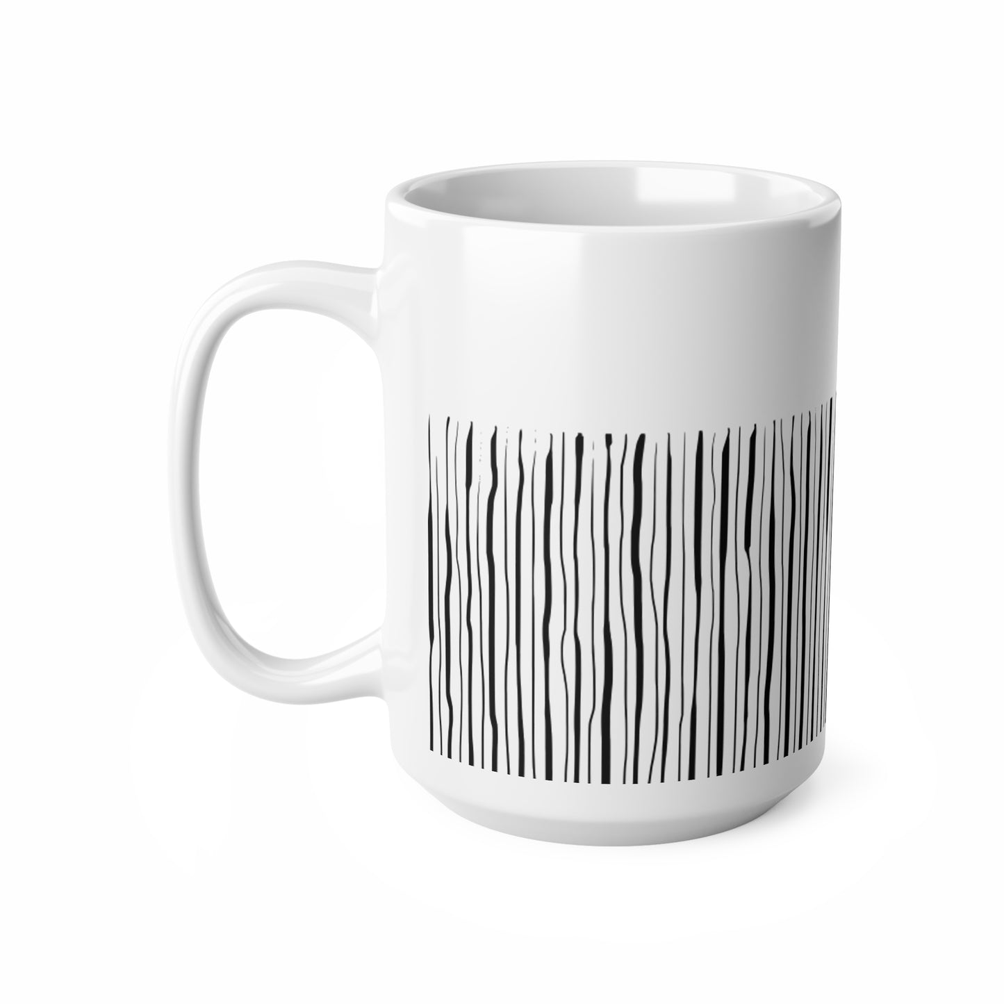 Black Stripped White Coffee Mug