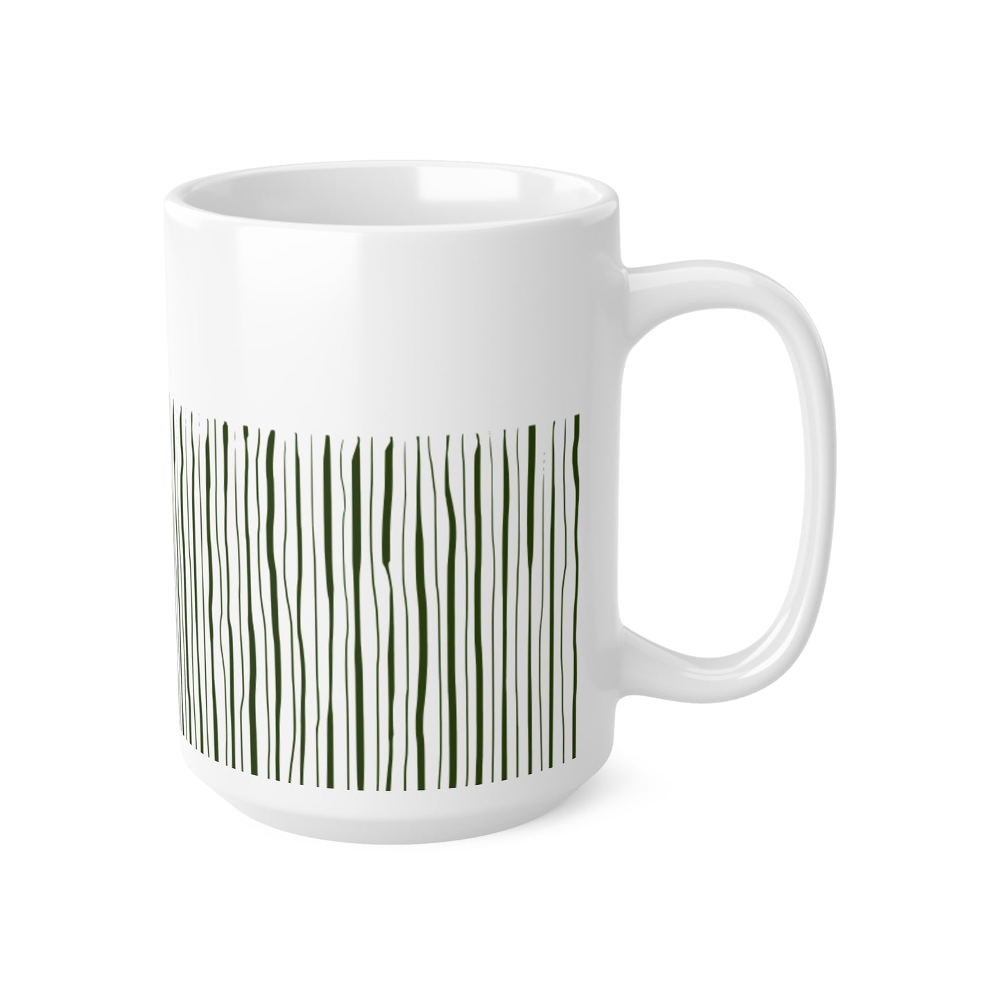 Green Stripped White Coffee Mug