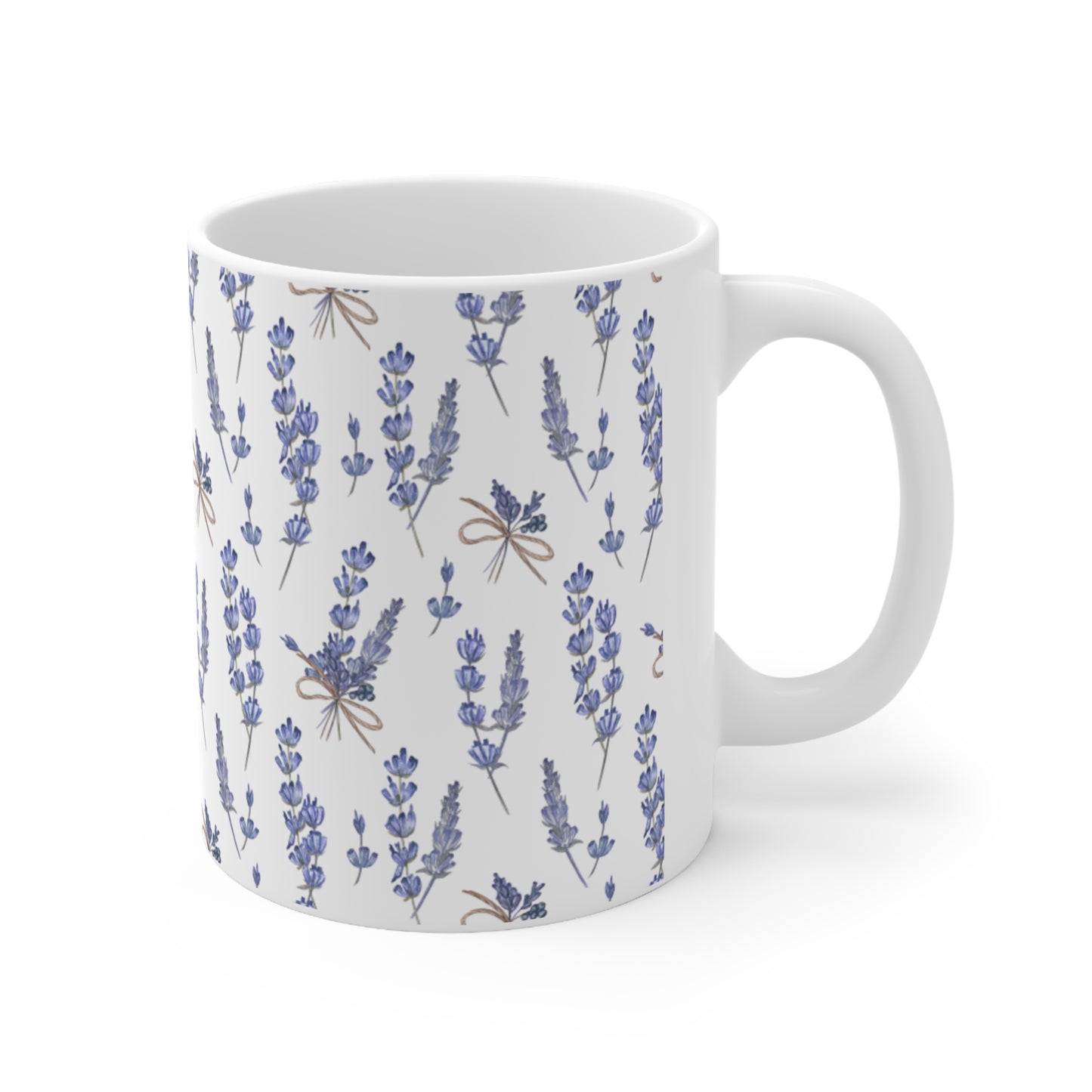 Lavender Flower Ceramic White Coffee Mug