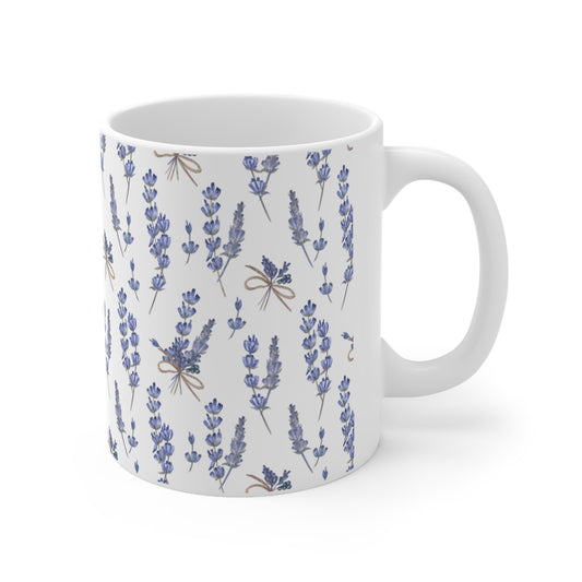 Lavender Flower Ceramic White Coffee Mug
