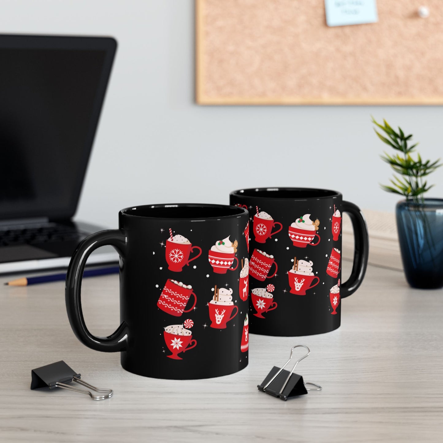 Christmas drink Black Coffee Mug