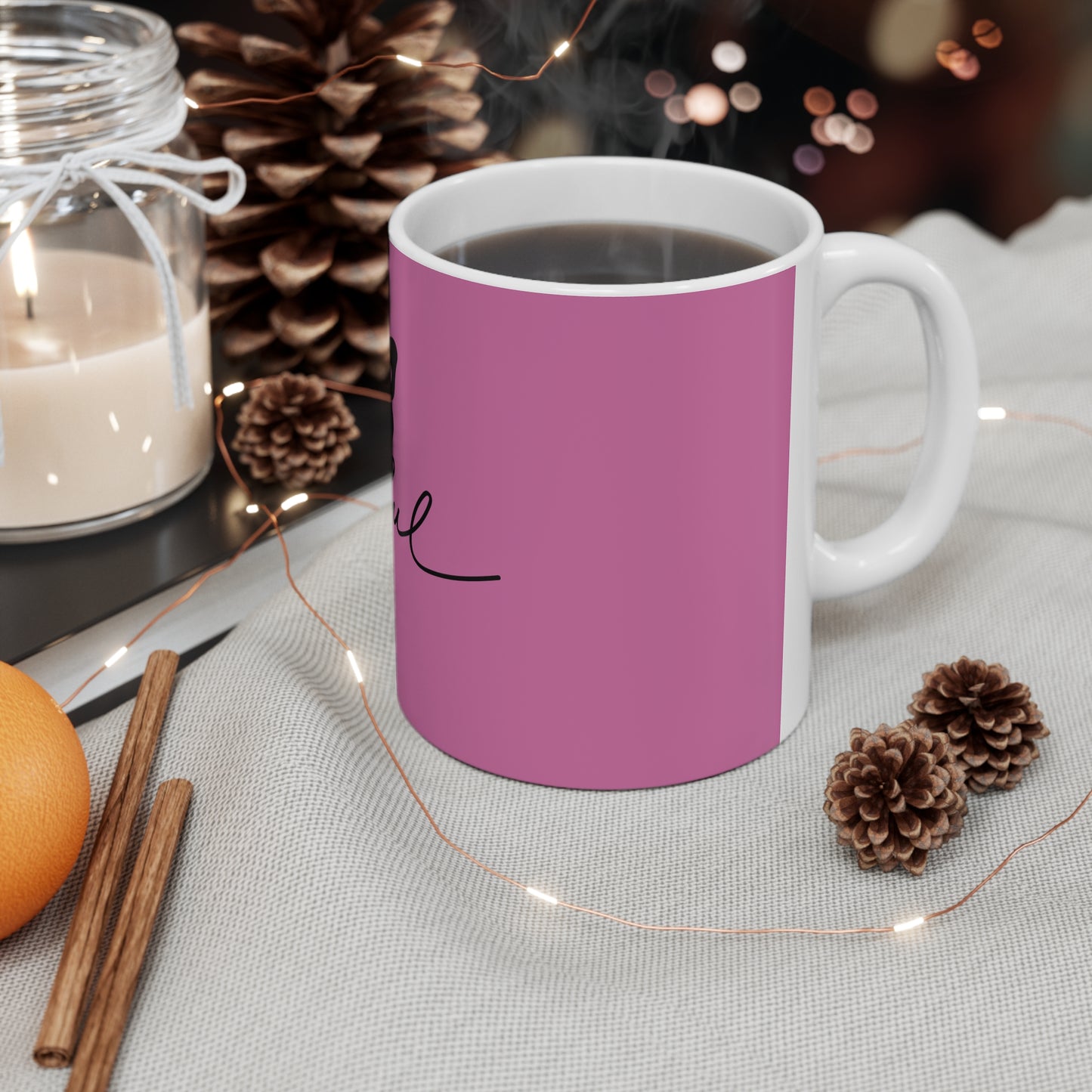 Joyful Ceramic Coffee Cups - 11oz & 15oz, Mug - Pink