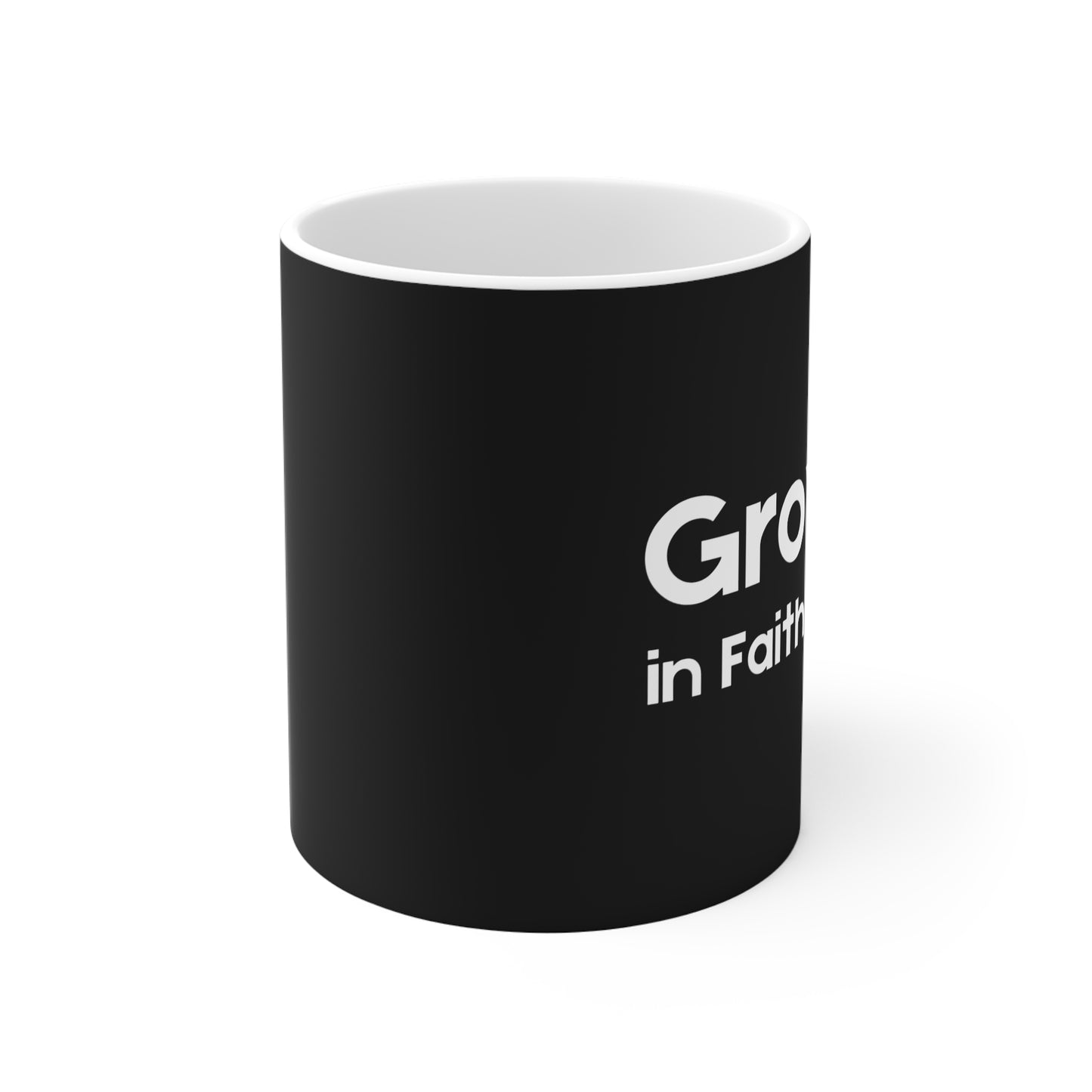 Growing in Faith - Christian Coffee Mug, Black