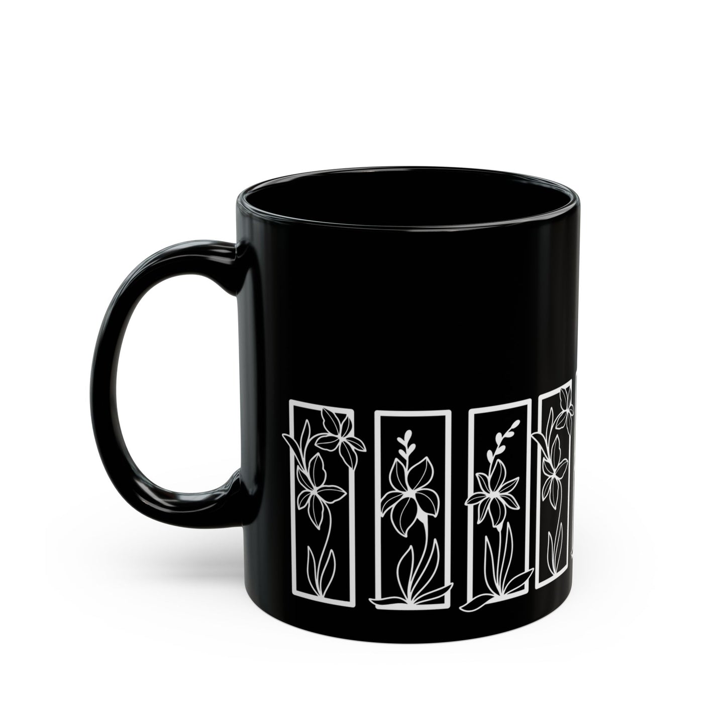 Botanical Floral Ceramic Black Coffee Mug