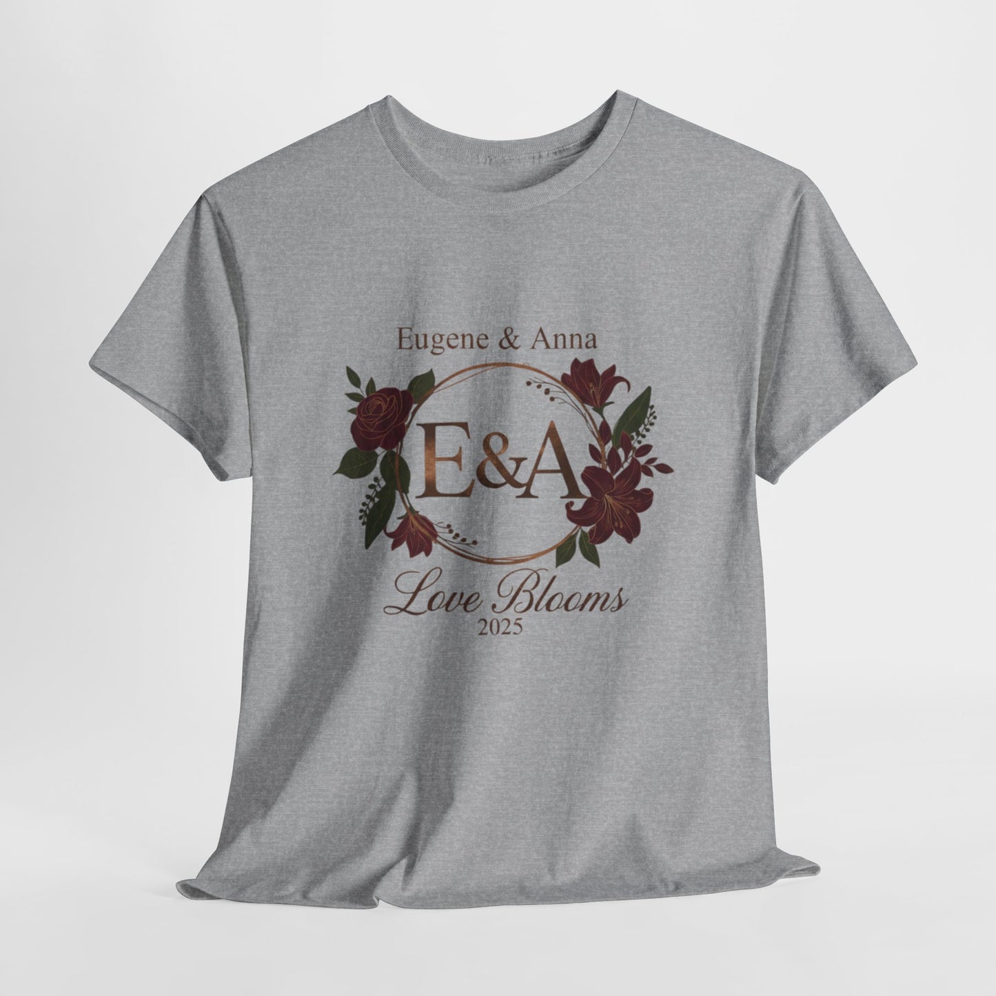 Personalized Monogram  'E & A' and 'Love Blooms in 2025' T-Shirt