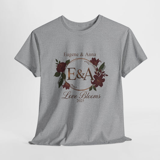 Personalized Monogram  'E & A' and 'Love Blooms in 2025' T-Shirt