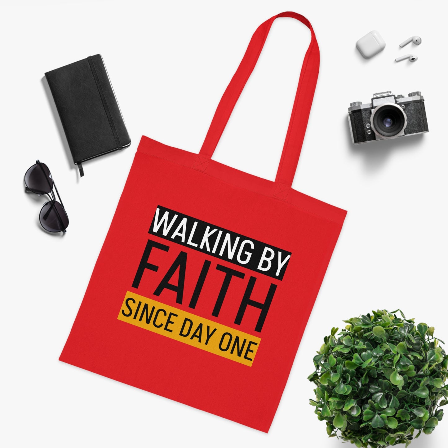 Faith Inspirational Cotton Tote Bag | Motivational Carryall, Everyday Use, Gift for Believers, Scripture Tote, Eco-Friendly Shopping Bag