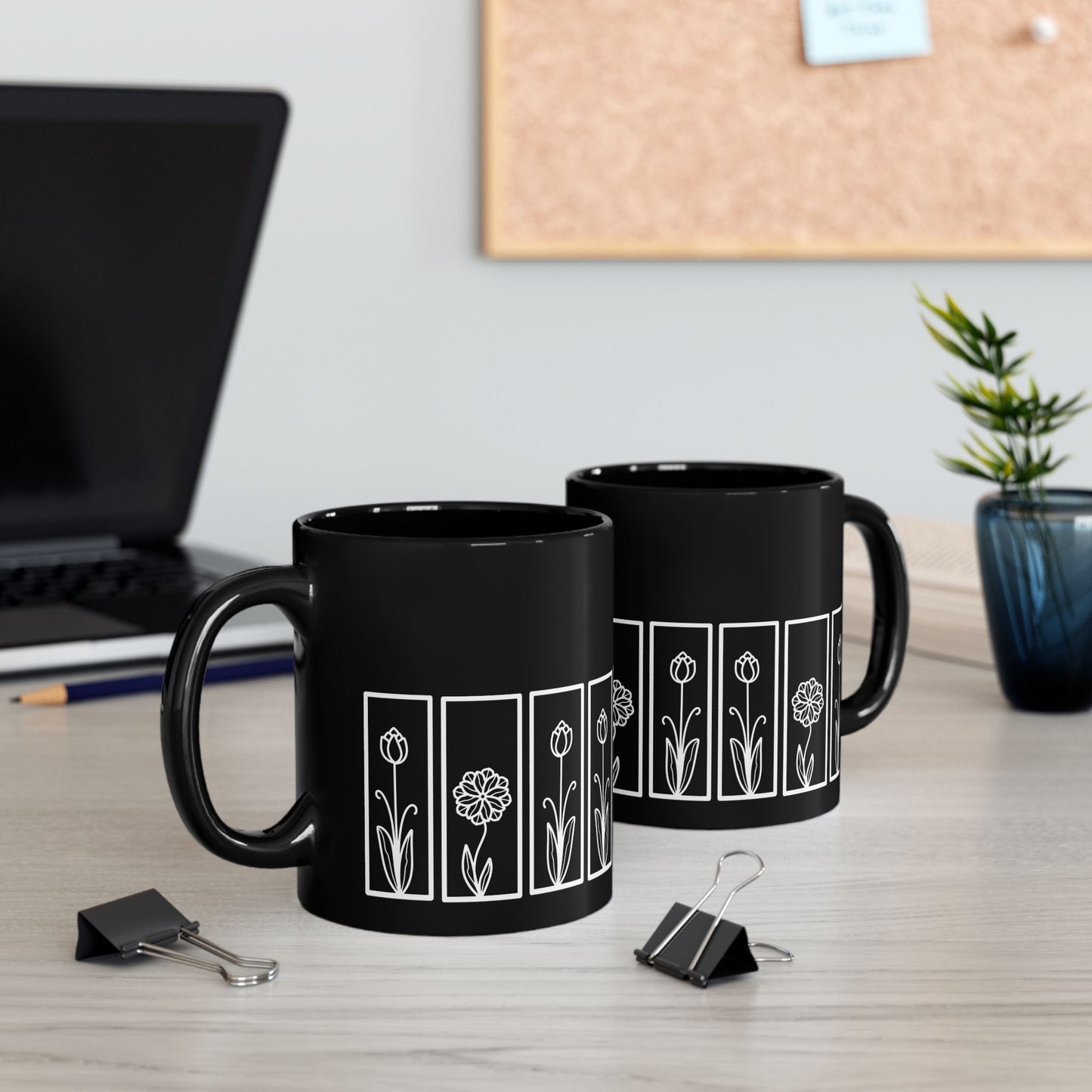 Tulip Botanical Floral Ceramic Black Coffee Mug