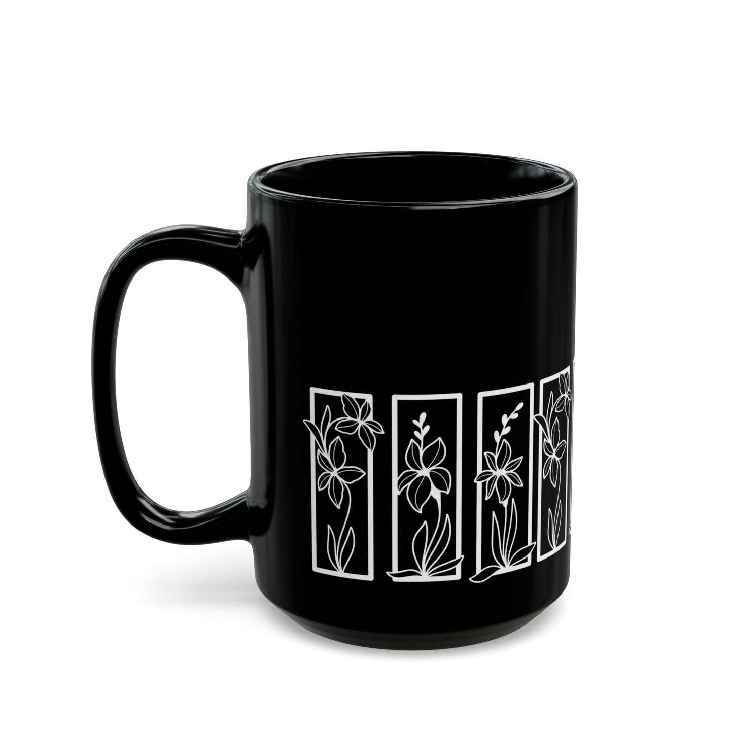 Botanical Floral Ceramic Black Coffee Mug