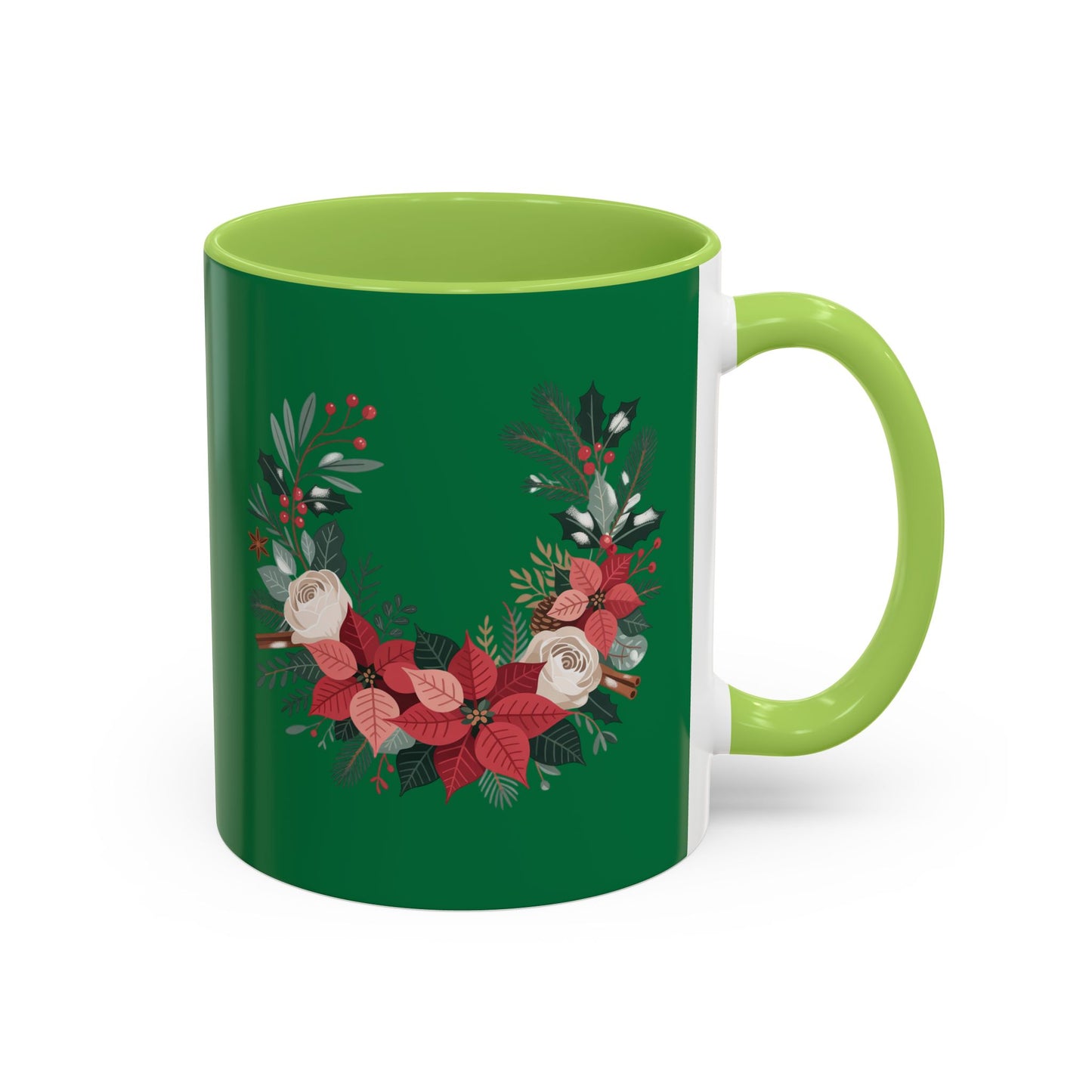 Christmas Floral Mug 11oz Green