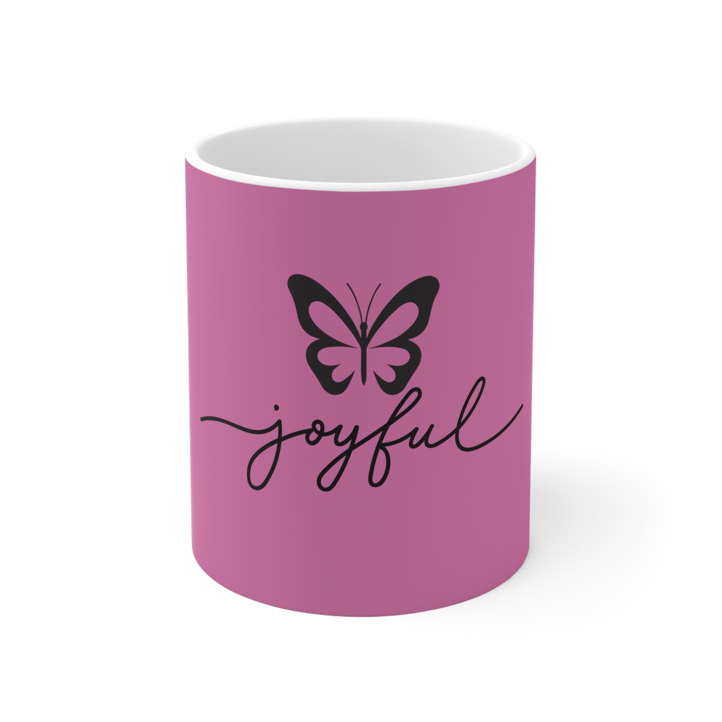 Joyful Ceramic Coffee Cups - 11oz & 15oz, Mug - Pink