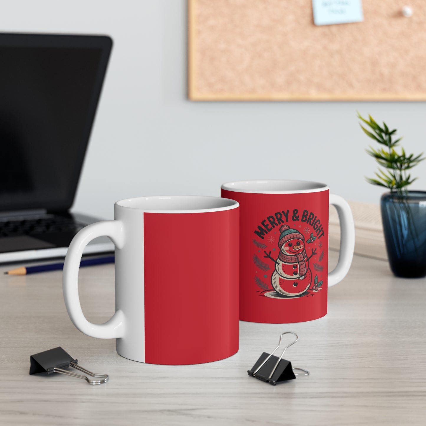 Merry and Bright Christmas Mug - 11oz 15oz Red