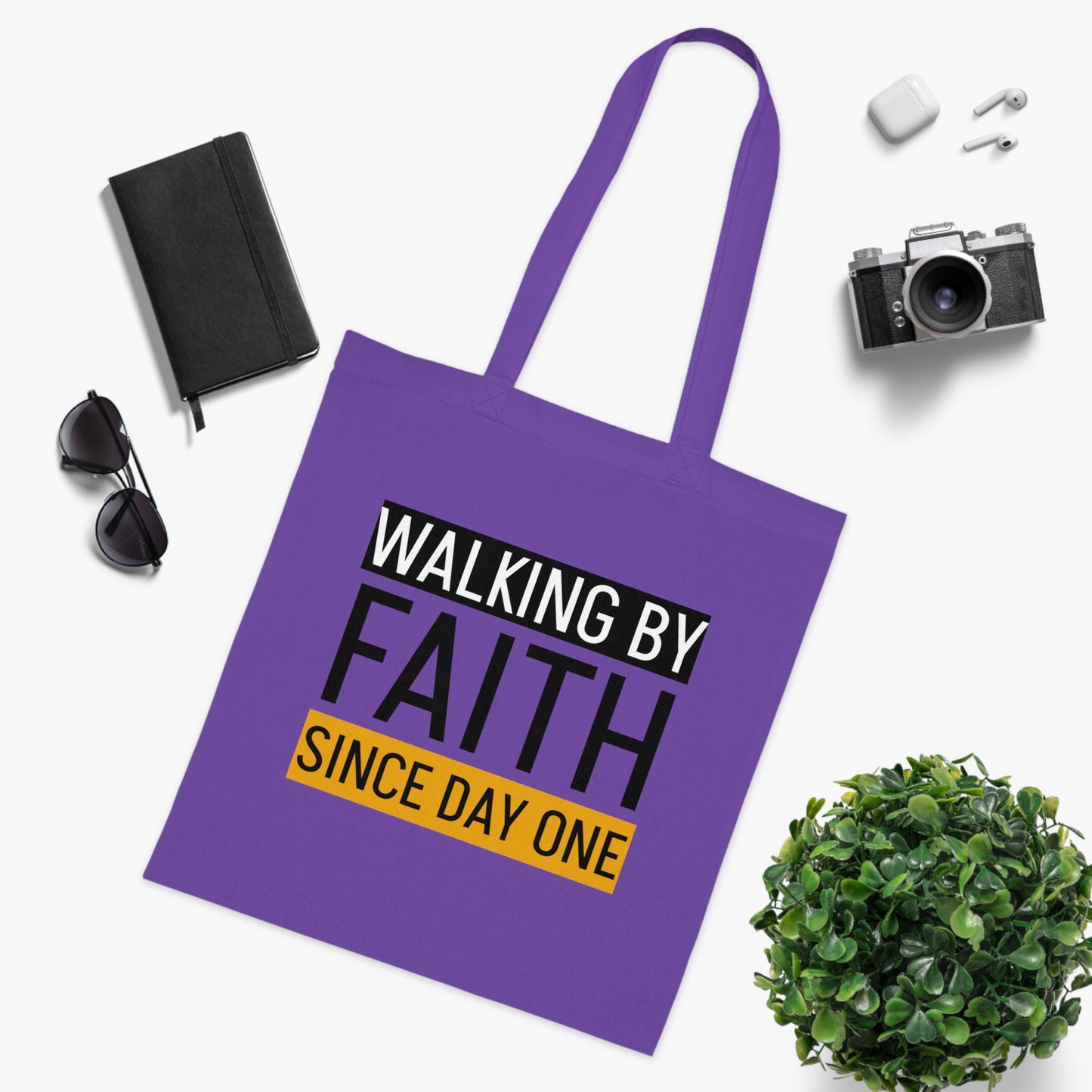 Faith Inspirational Cotton Tote Bag | Motivational Carryall, Everyday Use, Gift for Believers, Scripture Tote, Eco-Friendly Shopping Bag