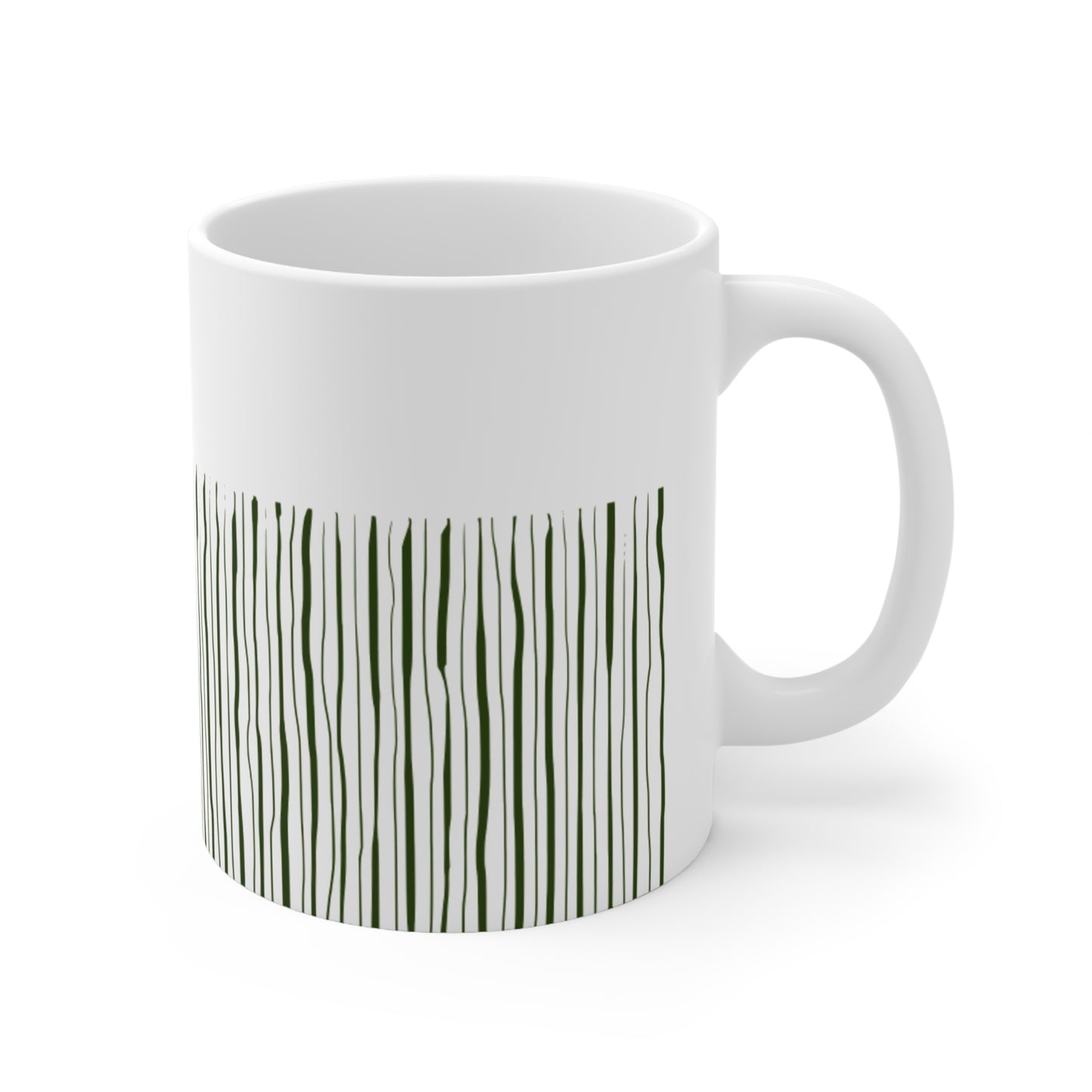Green Stripped White Coffee Mug