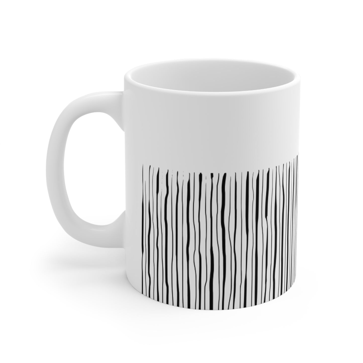 Black Stripped White Coffee Mug