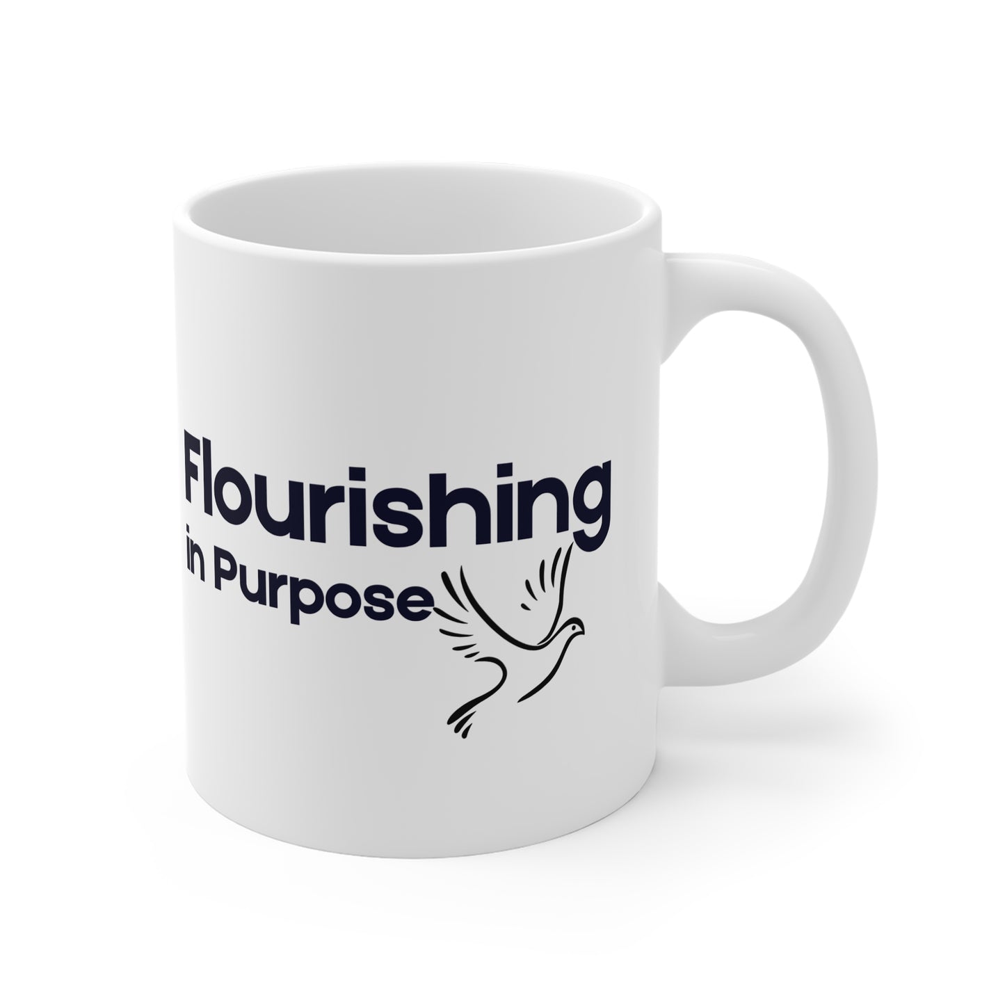 Flourishing In Purpose - Christian Coffee Mug, White