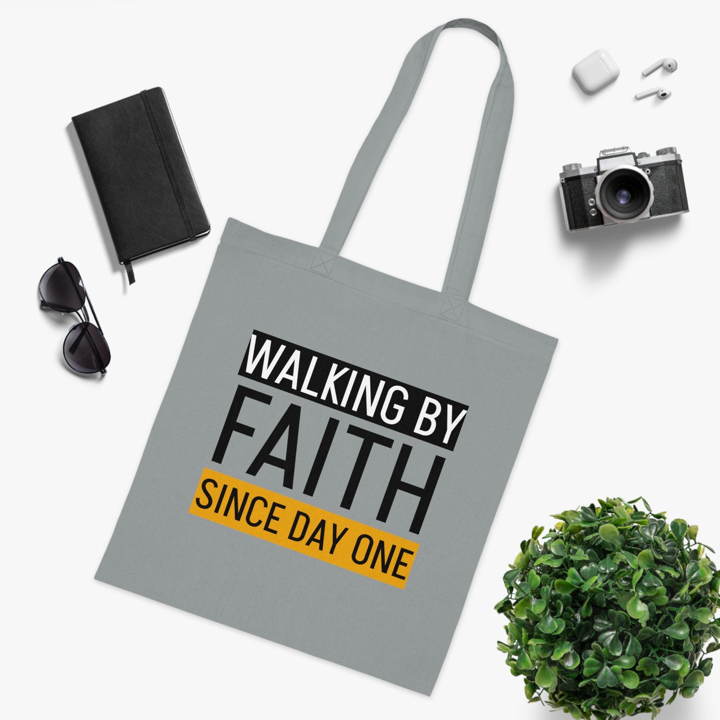 Faith Inspirational Cotton Tote Bag | Motivational Carryall, Everyday Use, Gift for Believers, Scripture Tote, Eco-Friendly Shopping Bag
