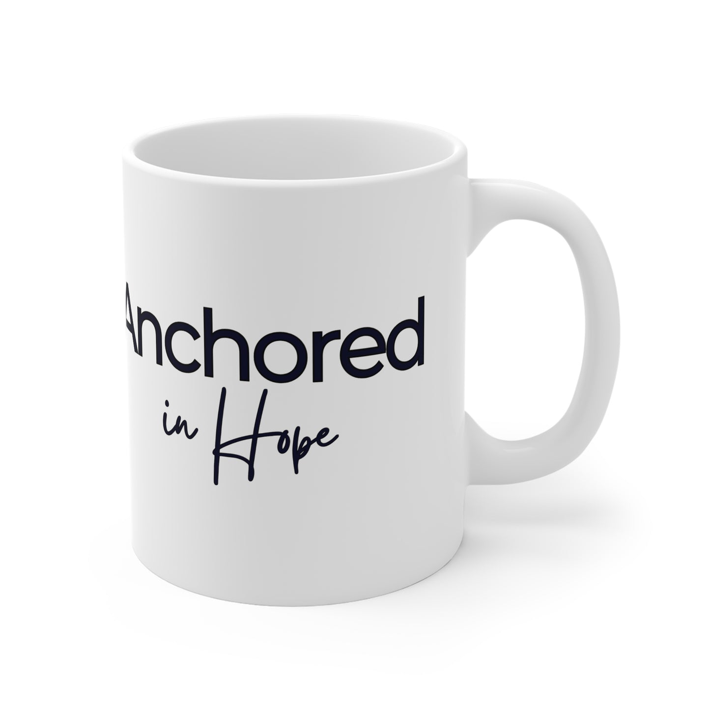 Anchored in Hope, Christian Coffee Mug, White