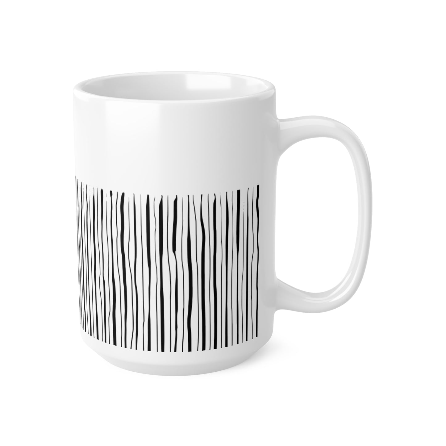 Black Stripped White Coffee Mug